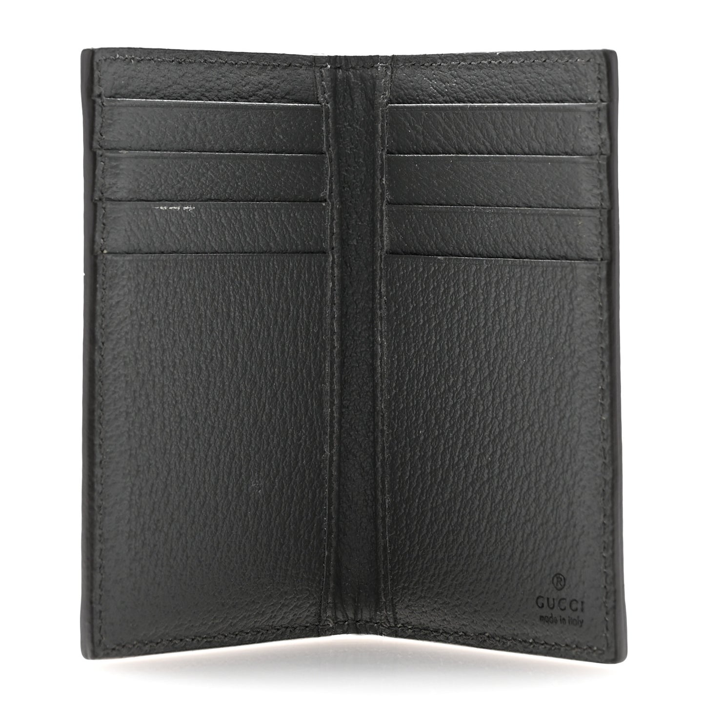 GG Supreme Monogram Textured Dollar Calfskin Ophidia Card Case Grey Black Graphite Grey
