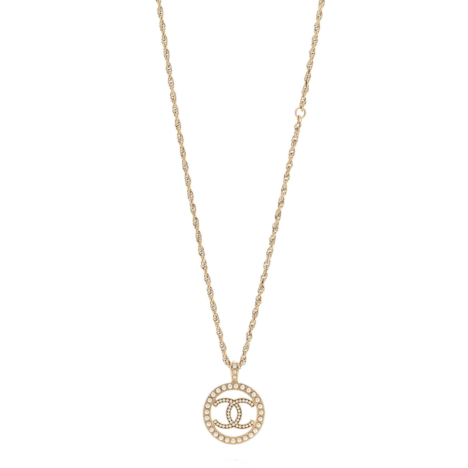 Chanel Pearl CC Round Pendant Necklace Gold 3 of 6