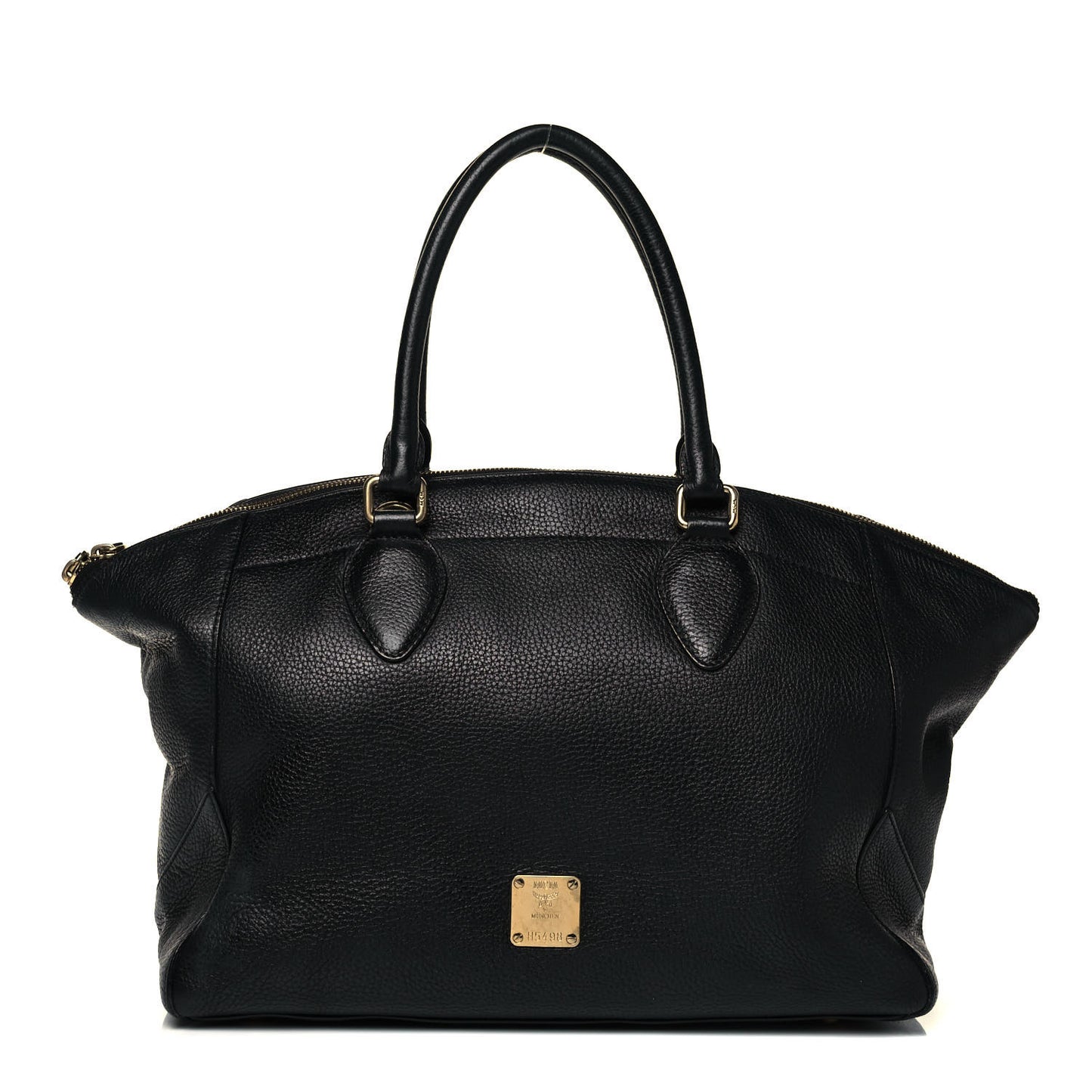 Grained Calfskin Studded Satchel Black