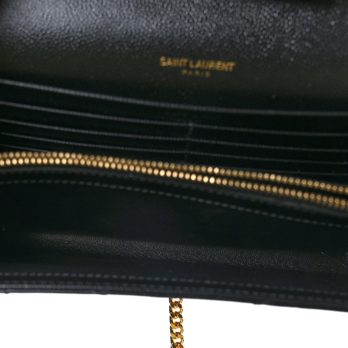 Grain De Poudre Matelasse Chevron Monogram Chain Wallet Black