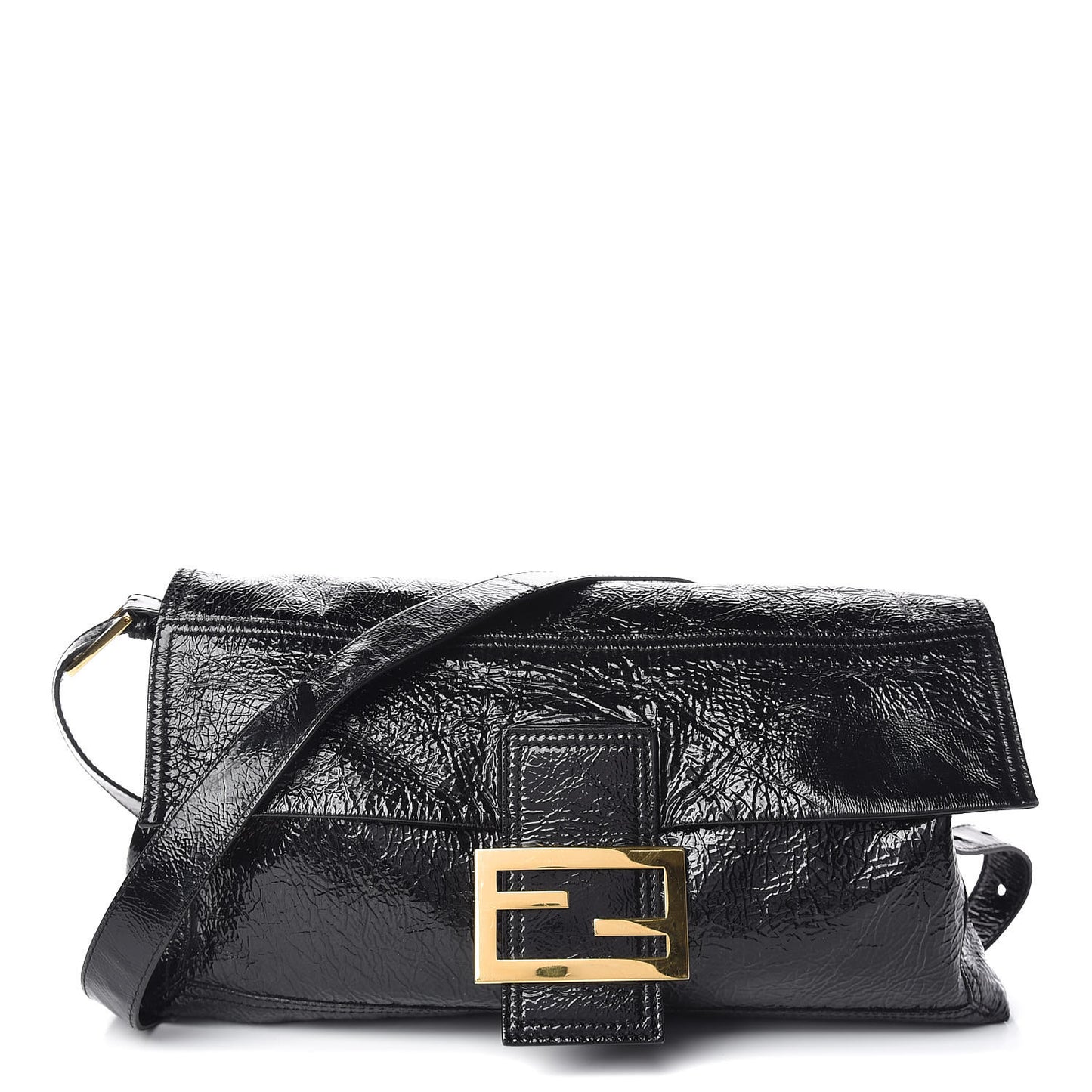 Vitello Naplak Large Convertible Baguette Black