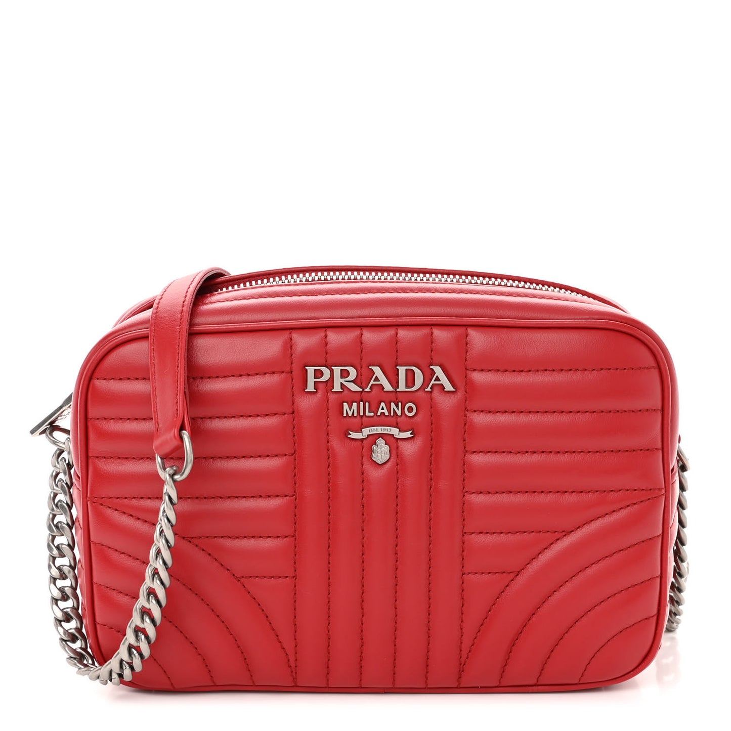 Soft Calfskin Diagramme Camera Bag Rosso