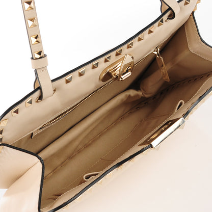 Valentino Garavani Vitello Rockstud Shoulder Satchel Ivory 5 of 8