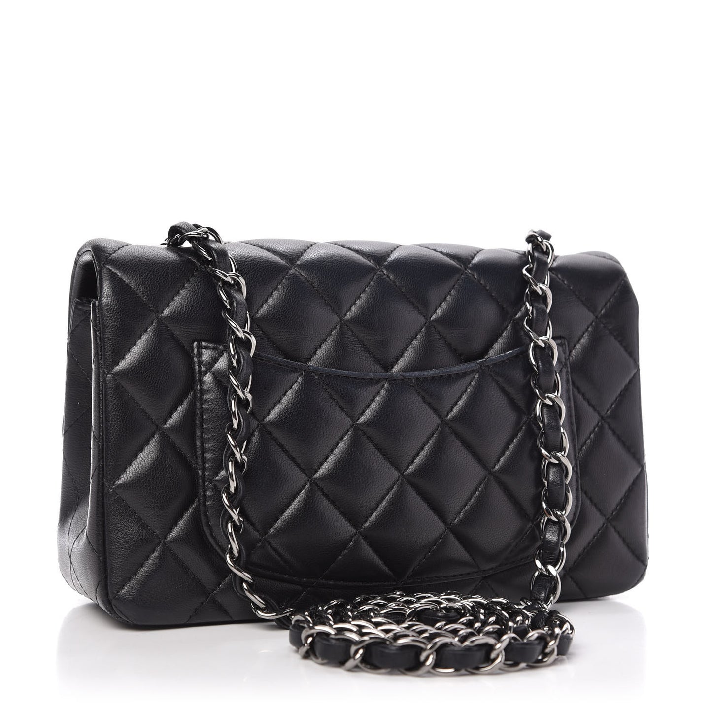 Lambskin Quilted Mini Rectangular Flap Black