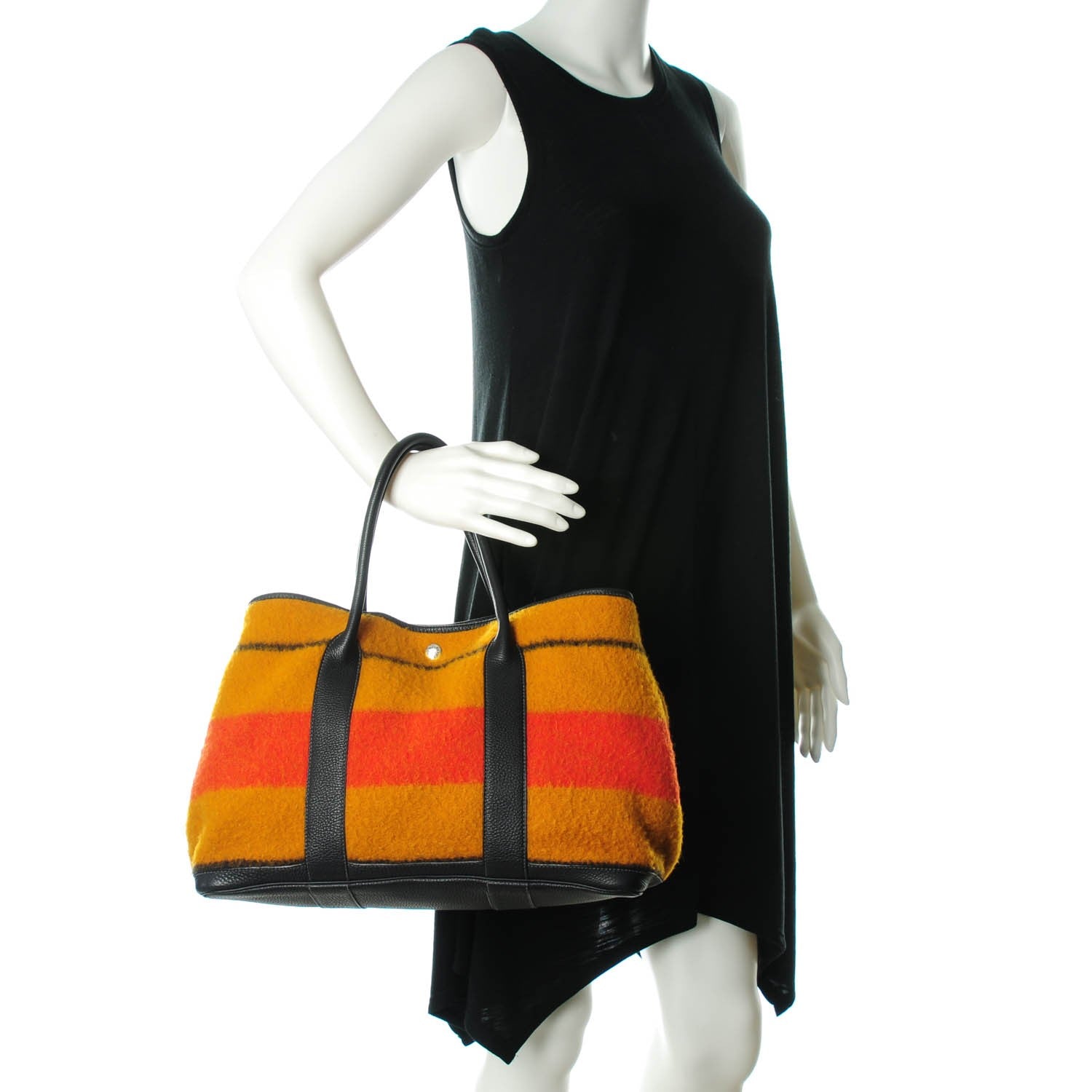 Hermes Wool Rocabar Garden Party Tote 36 MM Orange Black 2 of 7