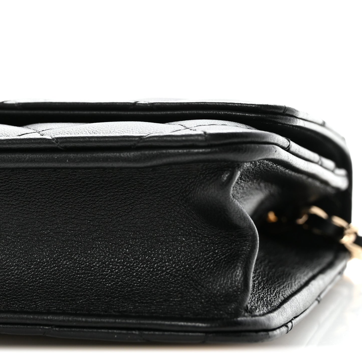 Lambskin Quilted Trendy CC Wallet On Chain WOC Black