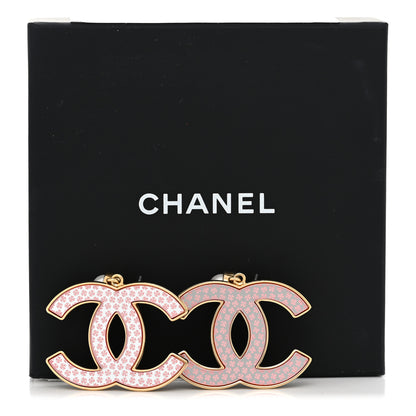 Chanel Mirror Pearl CC Drop Earrings Gold Pink 6 of 6