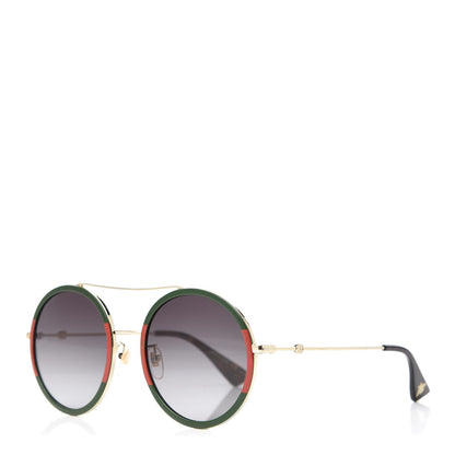 Gucci Round Frame Sunglasses GG0061S Gold Green 1 of 8