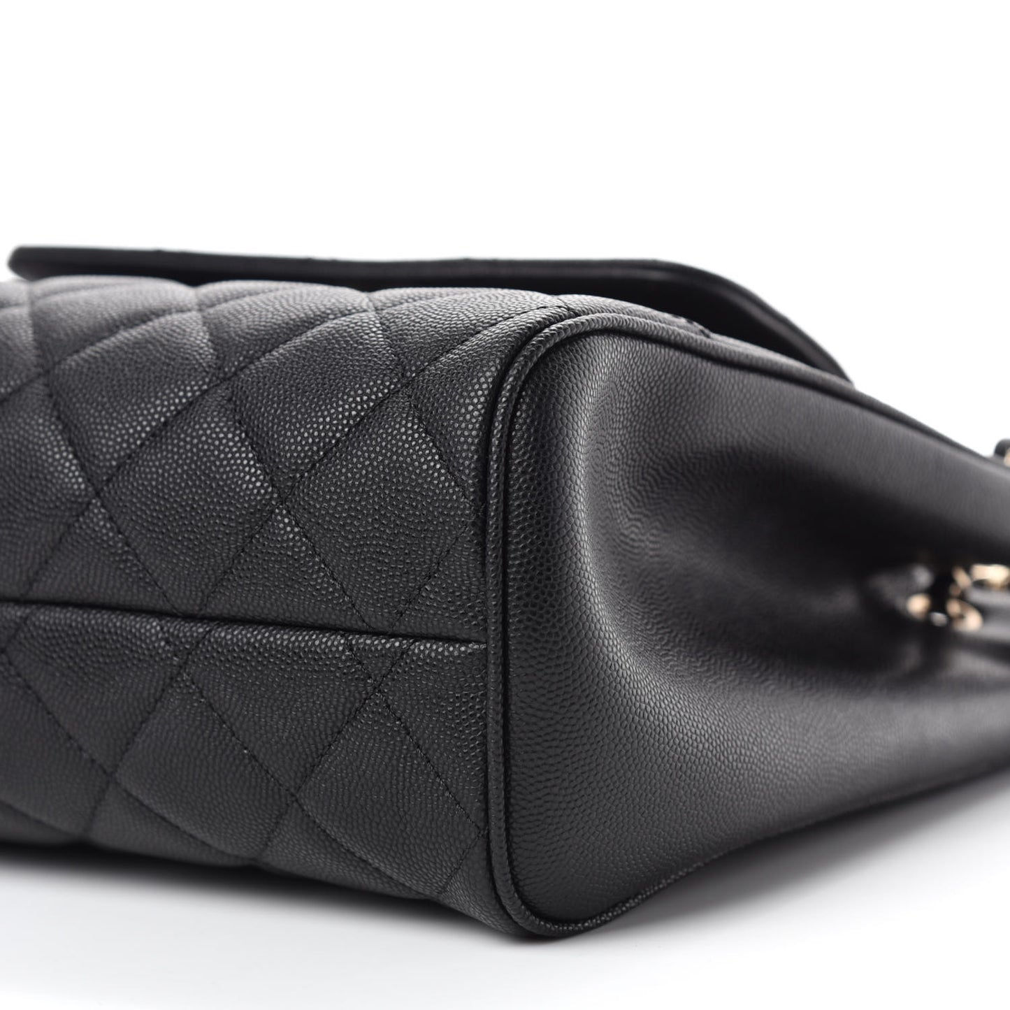 Caviar Quilted In Out Flap Shopping Tote Black