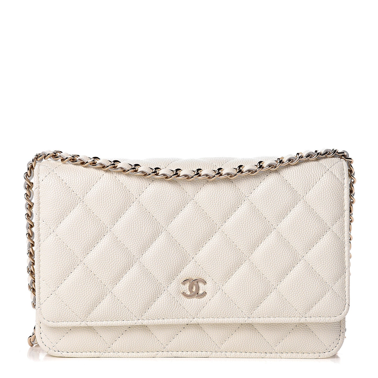 Caviar Quilted Wallet On Chain WOC White