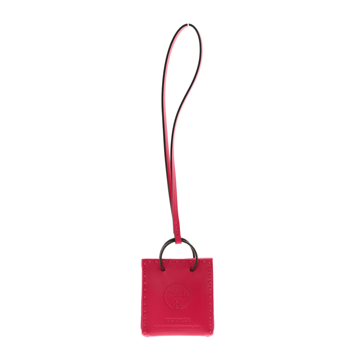 Hermes Milo Lambskin Swift Shopping Bag Charm Rose Mexico 1 of 5