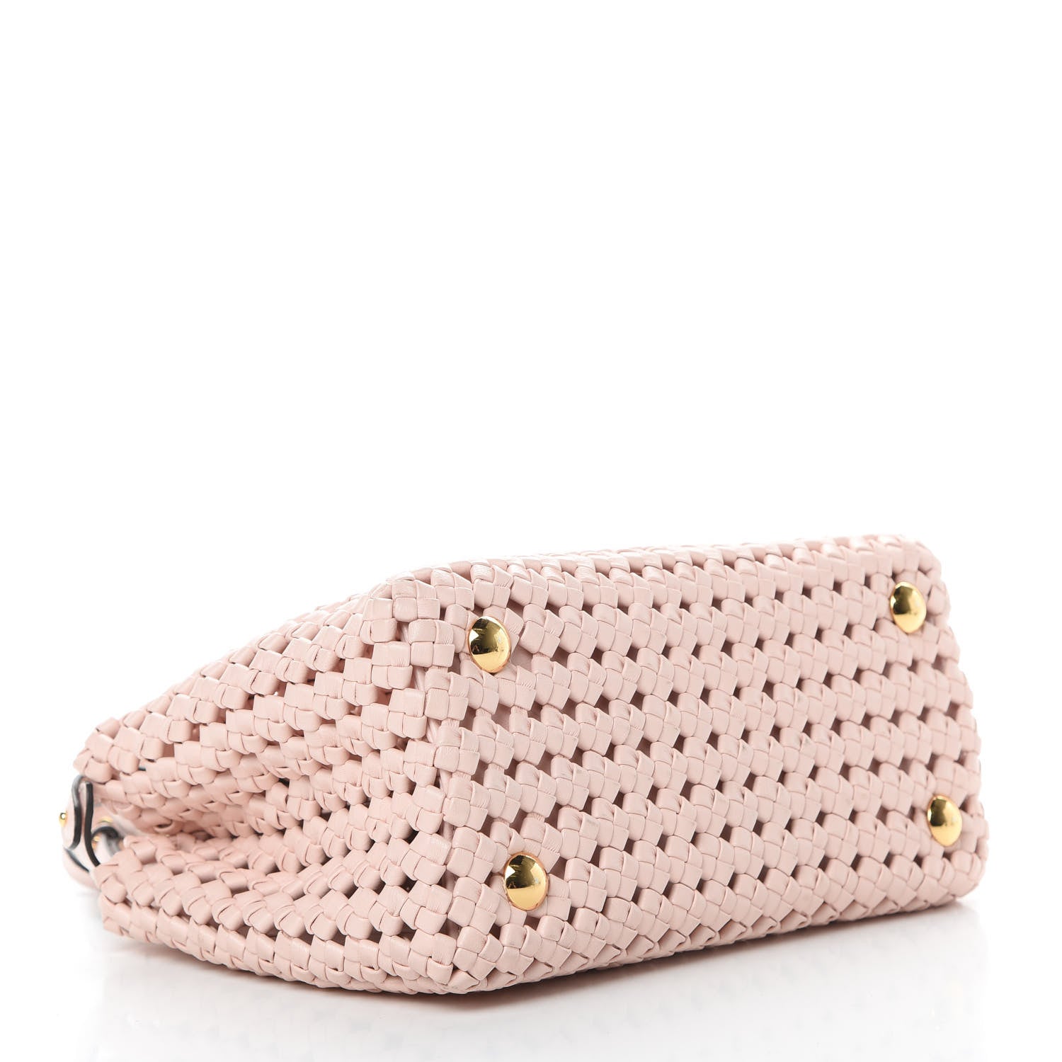 Fendi Nappa Woven Mini Peekaboo Iconic Satchel Rosa Confetto 5 of 12