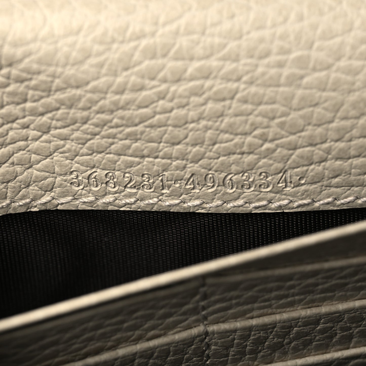 Dollar Calfskin Mini Swing Wallet Bag Mystic White