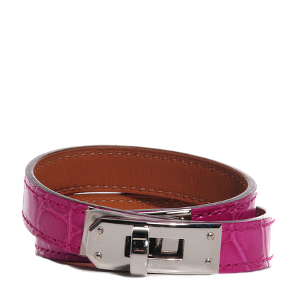 Hermes Shiny Alligator Kelly Double Tour Bracelet Rose Scheherazade Small 1 of 7