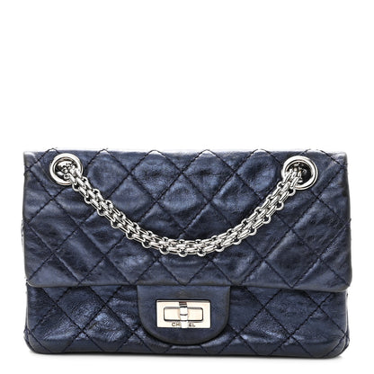 Chanel Metallic Aged Calfskin Quilted 2.55 Reissue 224 Flap Blue 1 of 10