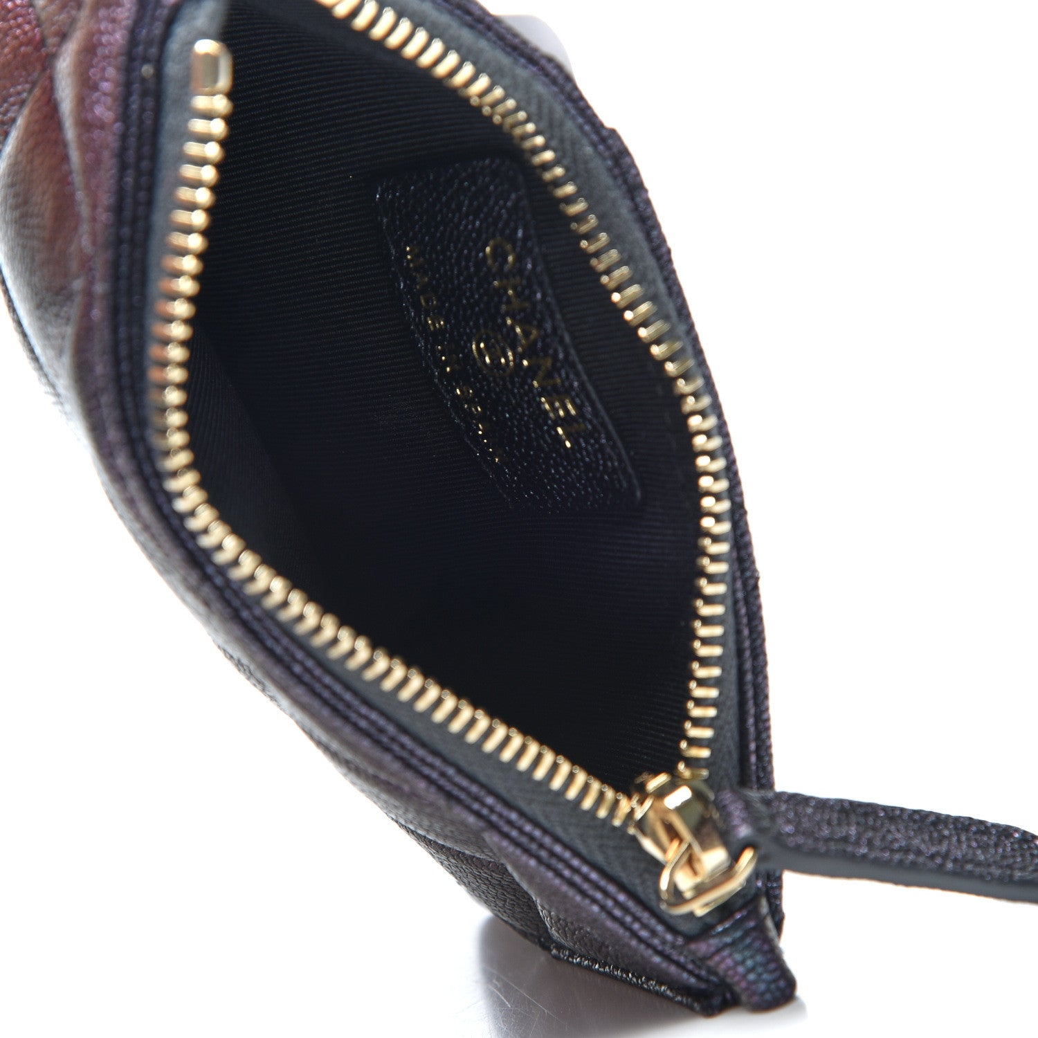 Chanel Iridescent Caviar Quilted Flap Zip Card Holder Black 4 of 7