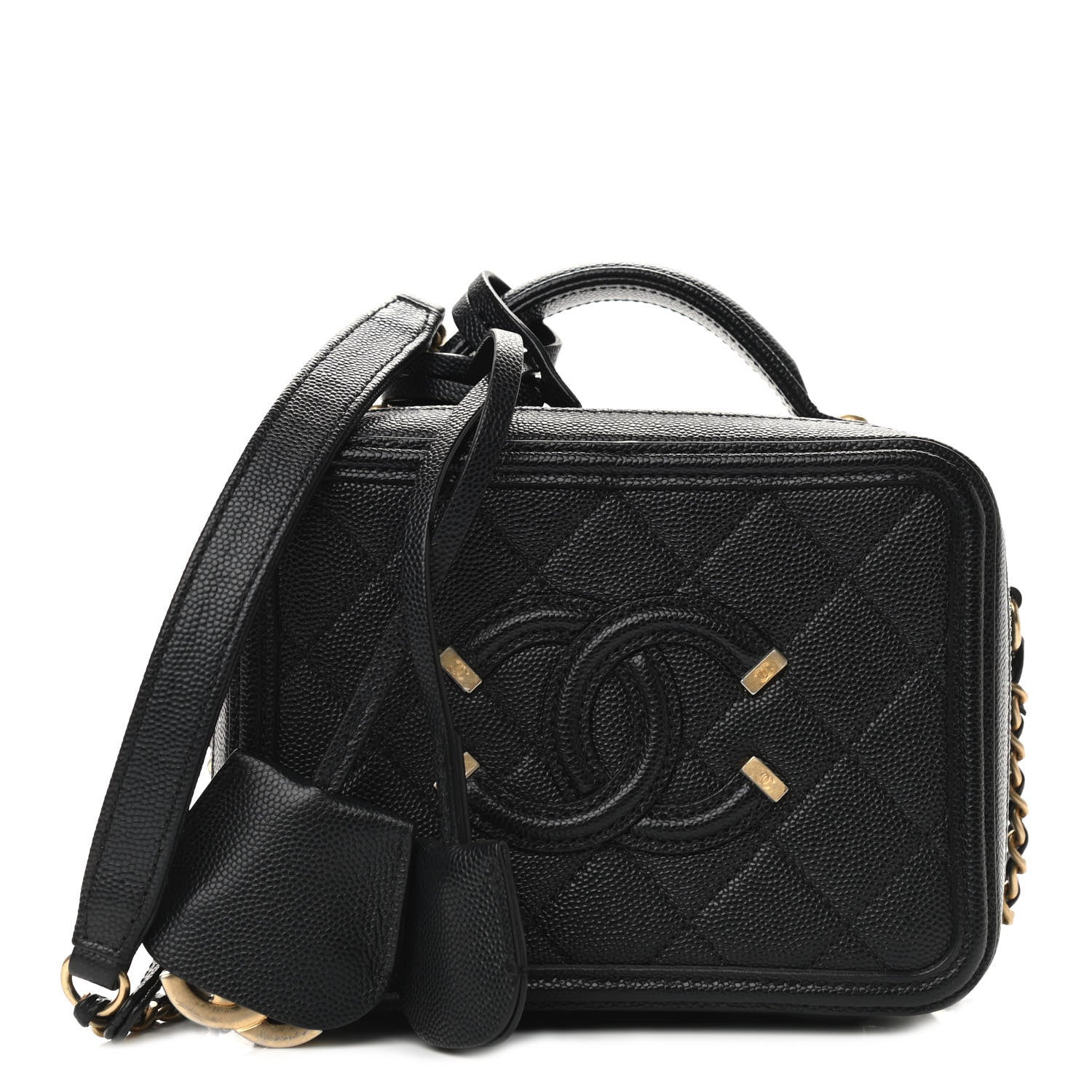 Chanel Caviar Quilted Small CC Filigree Vanity Case Black 1 of 9