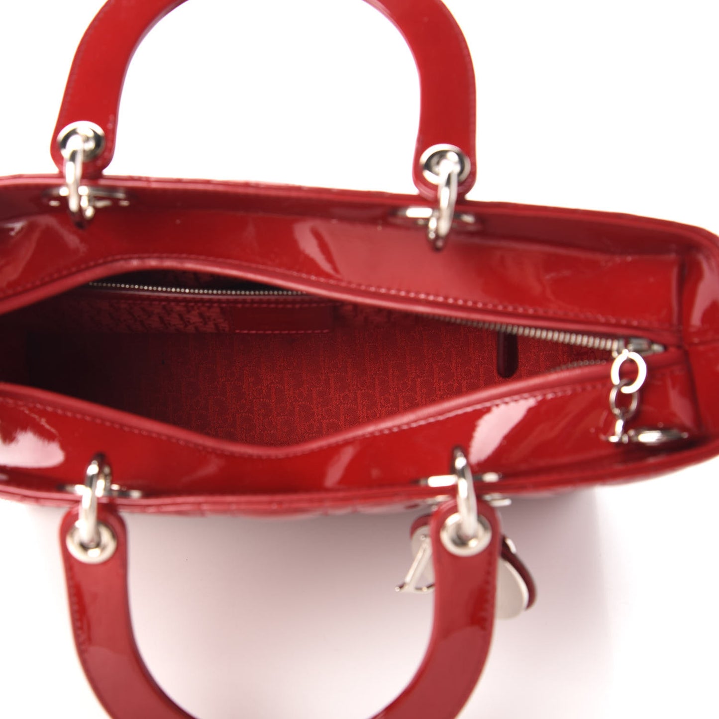 Patent Cannage Large Lady Dior Red