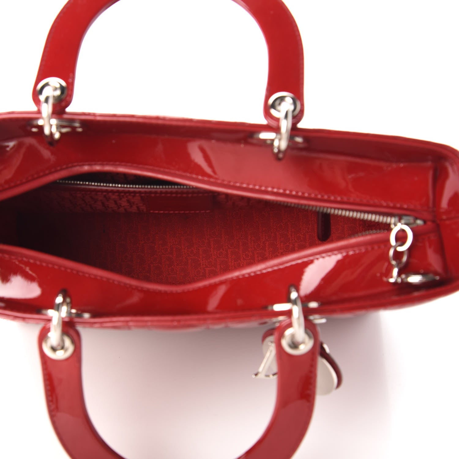 Christian Dior Patent Cannage Large Lady Dior Red 5 of 11