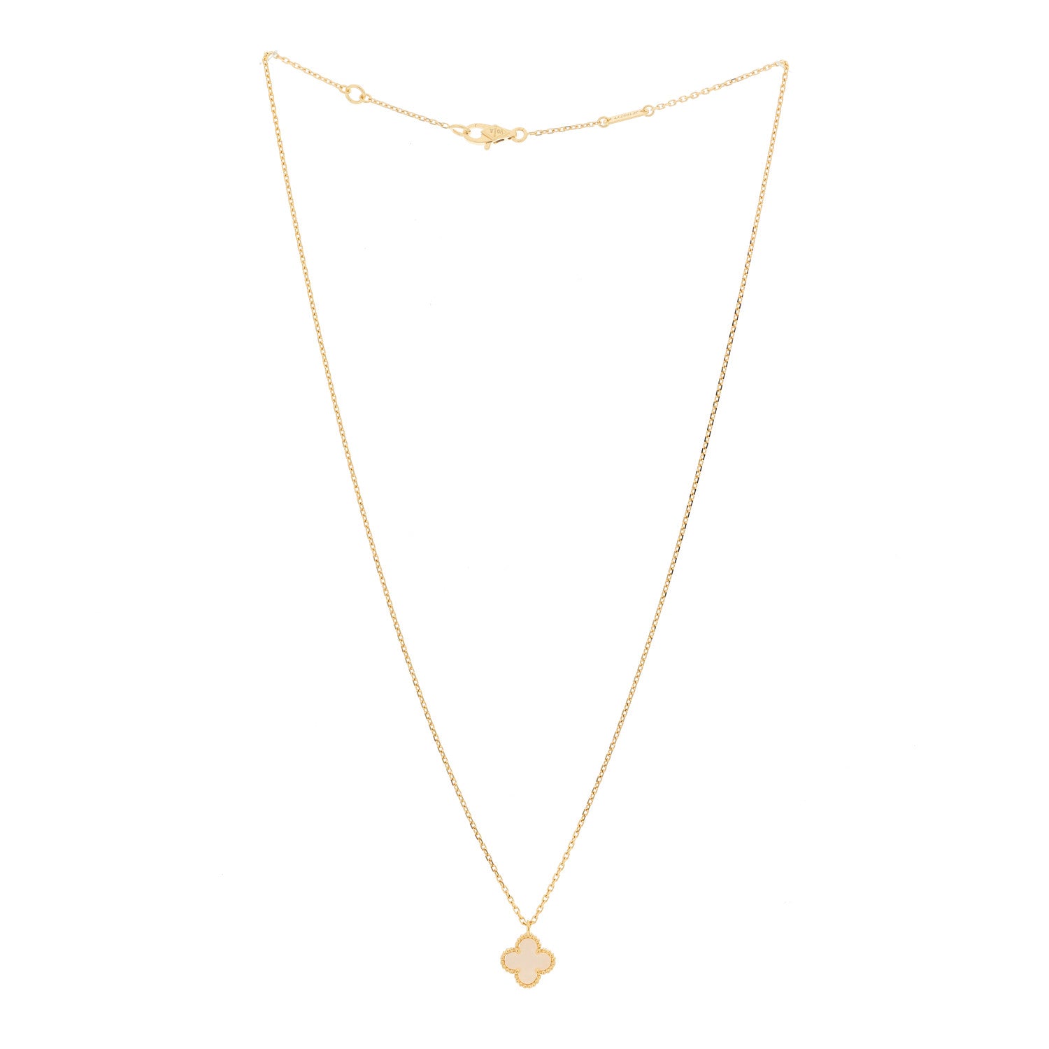 Van Cleef & Arpels 18K Yellow Gold Mother of Pearl Sweet Alhambra Pendant Necklace 2 of 8