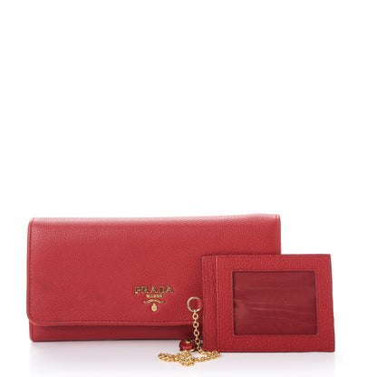 Prada Vitello Daino Continental Flap Wallet Fuoco 9 of 9