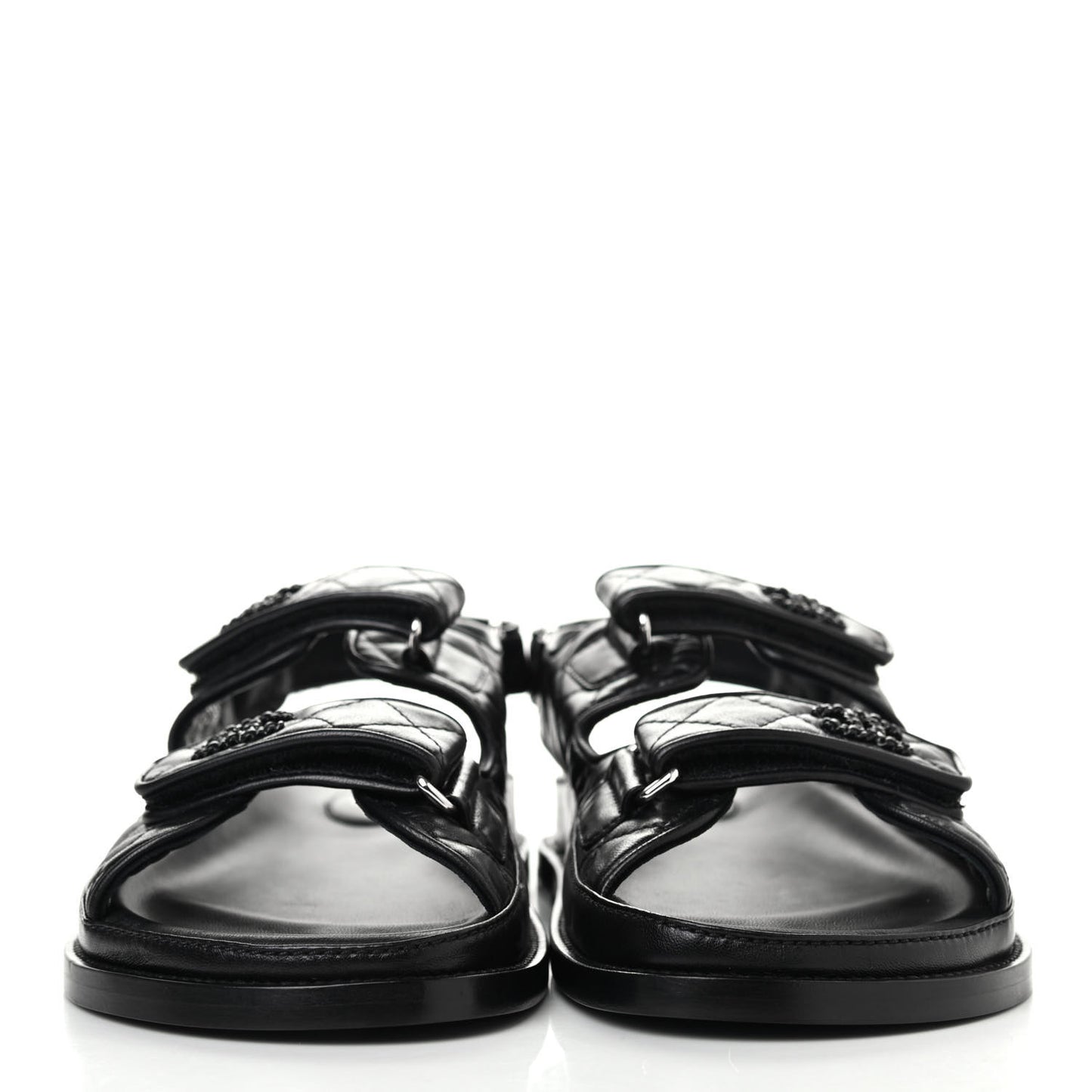 Lambskin Velcro Dad Sandals 39.5 So Black