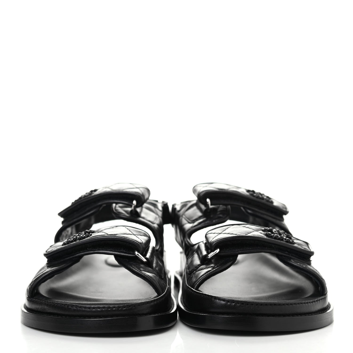 Chanel Lambskin Velcro Dad Sandals 39.5 So Black 2 of 4