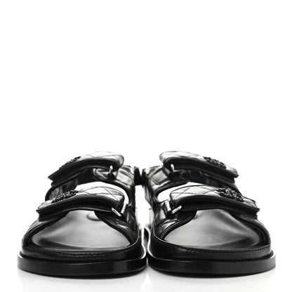Chanel Lambskin Velcro Dad Sandals 39.5 So Black 2 of 4