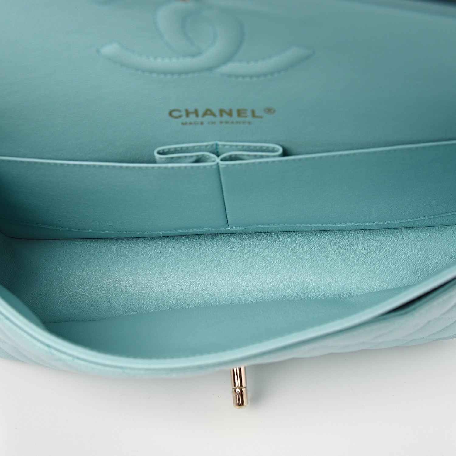 Chanel Caviar Quilted Medium Double Flap Light Blue 4 of 10