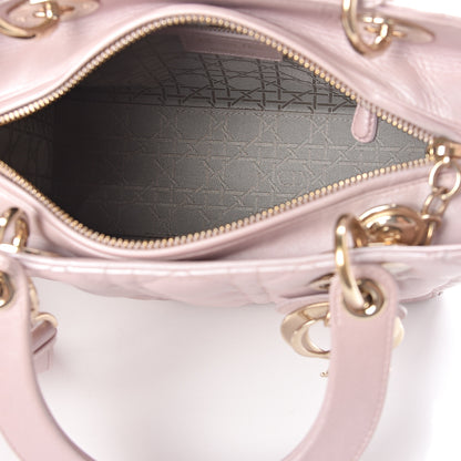 Christian Dior Pearly Lambskin Cannage Medium Lady Dior Lotus 4 of 7