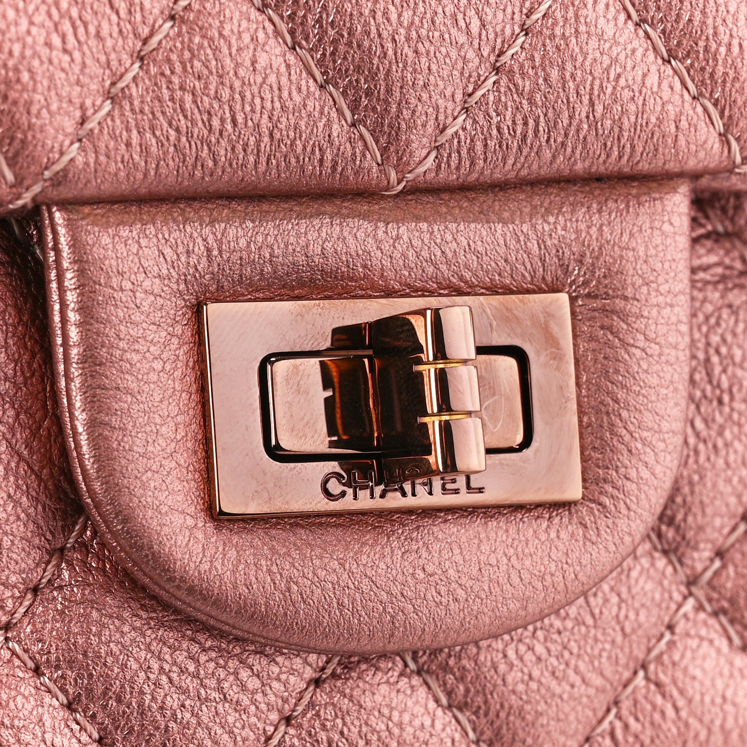 Chanel Metallic Grained Calfskin Quilted 2.55 Reissue Mini Flap Copper Pink 8 of 11