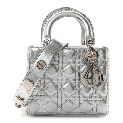Christian Dior Metallic Grained Calfskin Cannage Small Lucky Badges My Lady Dior Silver 1 of 12