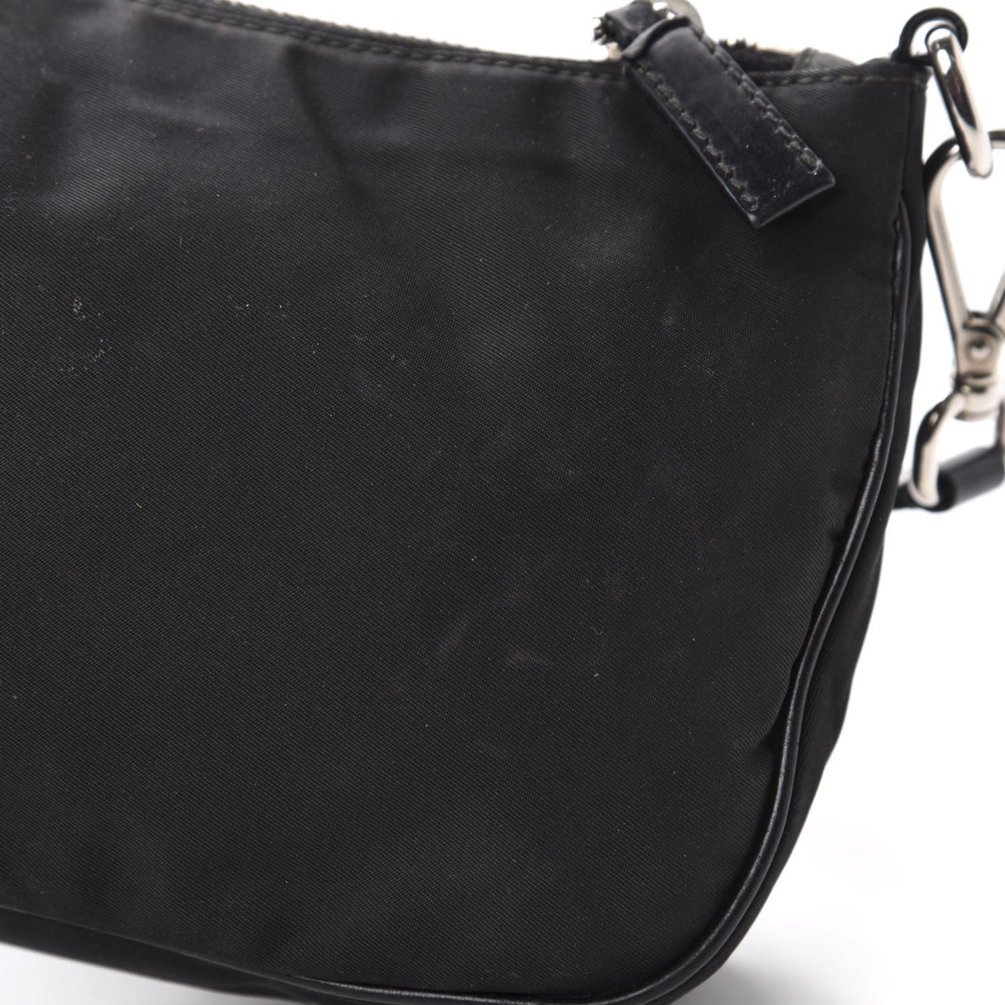 Tessuto Nylon Calfskin Logo Pochette Black