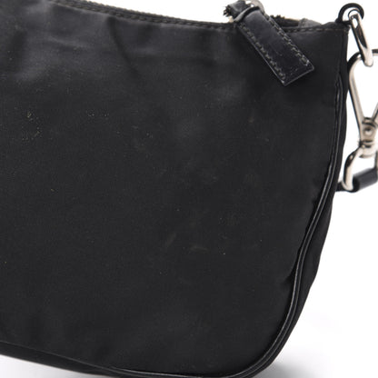 Prada Tessuto Nylon Calfskin Logo Pochette Black 9 of 13