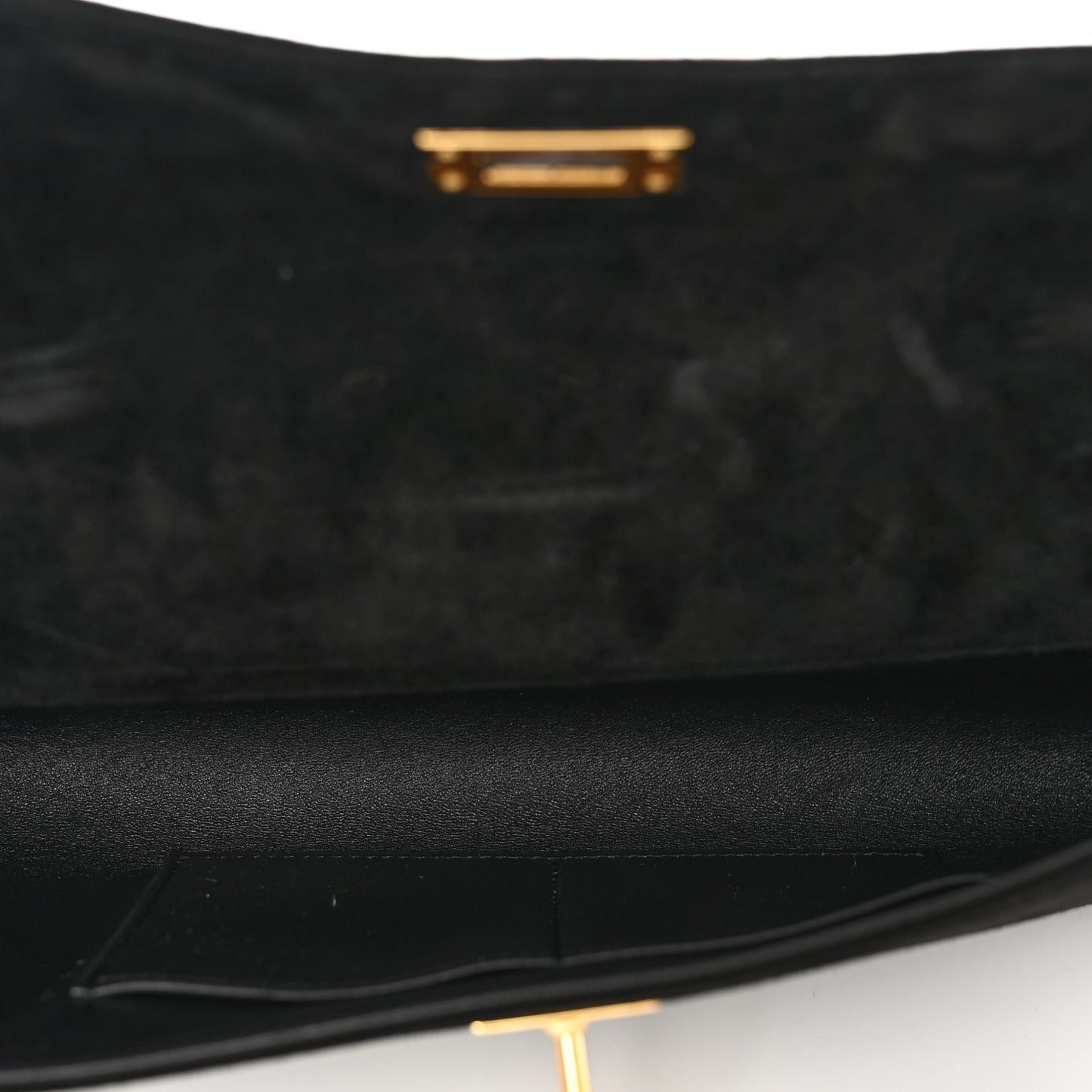 Veau Doblis Suede Kelly Cut Clutch Pochette Black