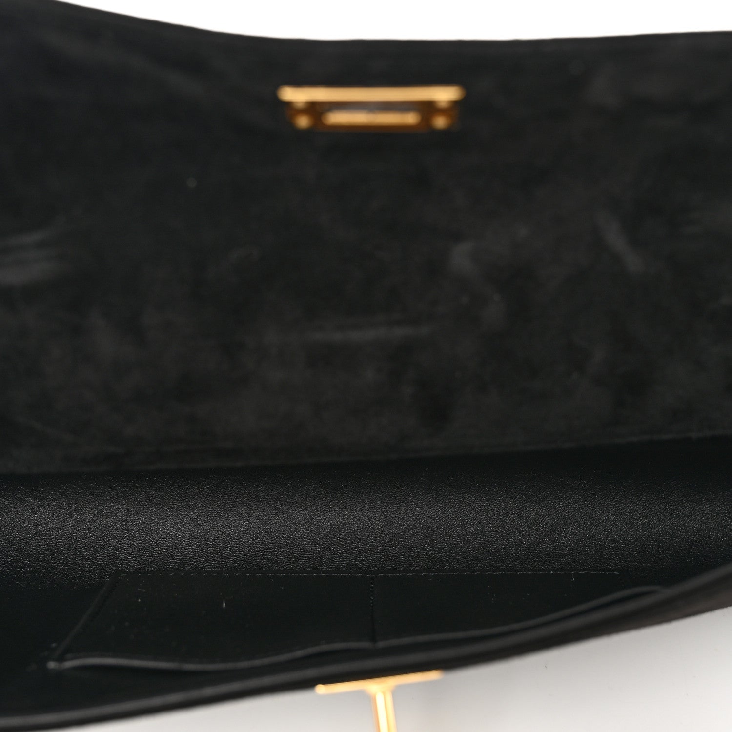 Hermes Veau Doblis Suede Kelly Cut Clutch Pochette Black 5 of 9