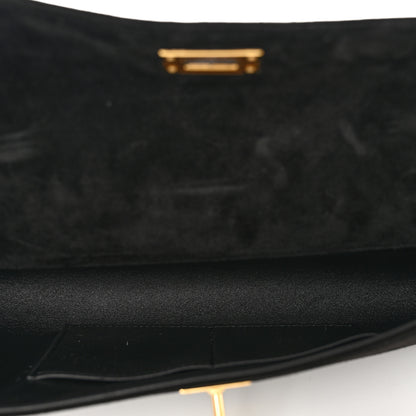 Hermes Veau Doblis Suede Kelly Cut Clutch Pochette Black 5 of 9
