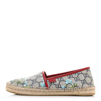Gucci GG Supreme Monogram Blooms Espadrilles 39 Beige Blue Navy Hibiscus Red 1 of 12