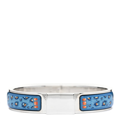 Hermes Sterling Silver Enamel Narrow Loquet Bracelet Blue 1 of 3