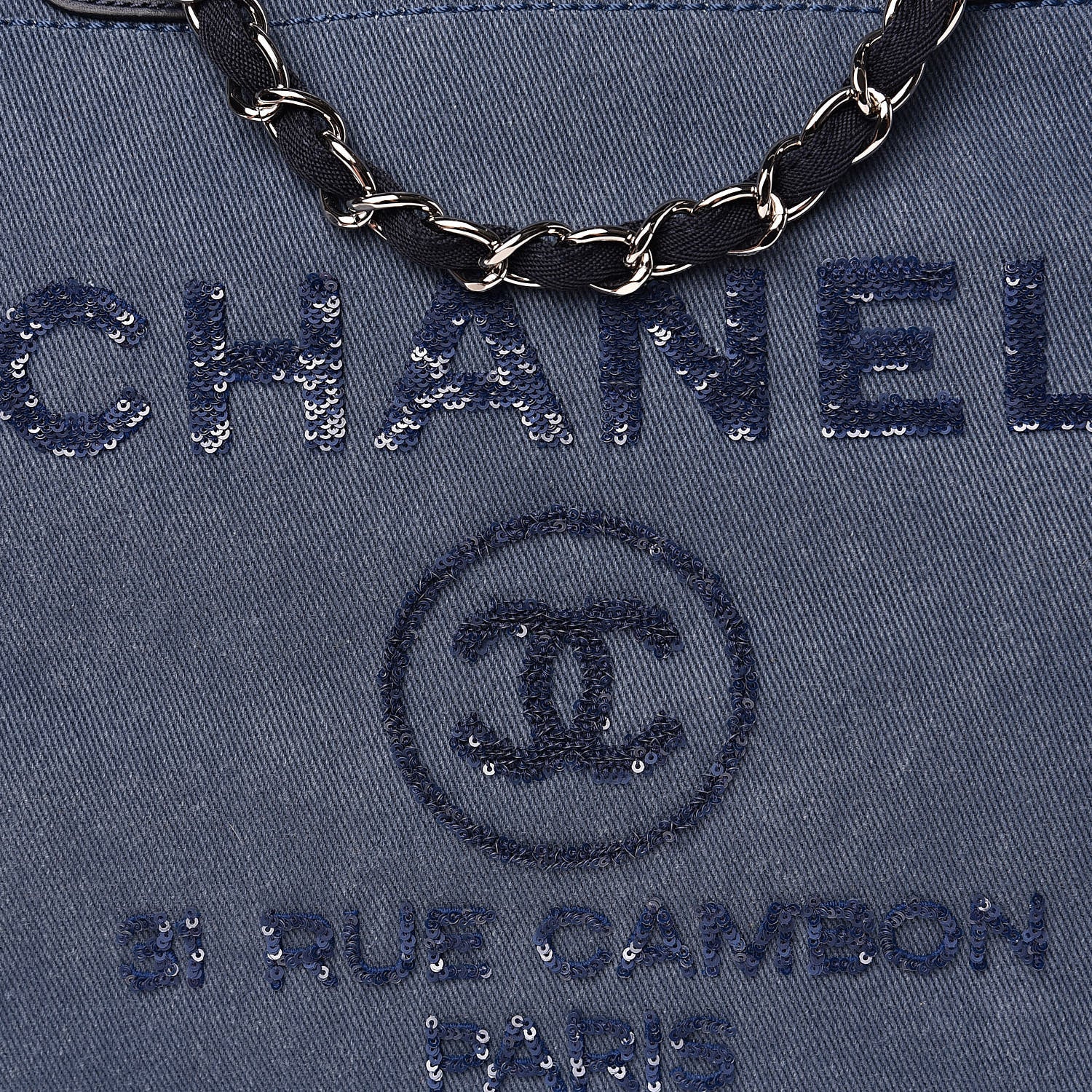 Chanel Canvas Sequin Large Deauville Tote Navy 11 of 11