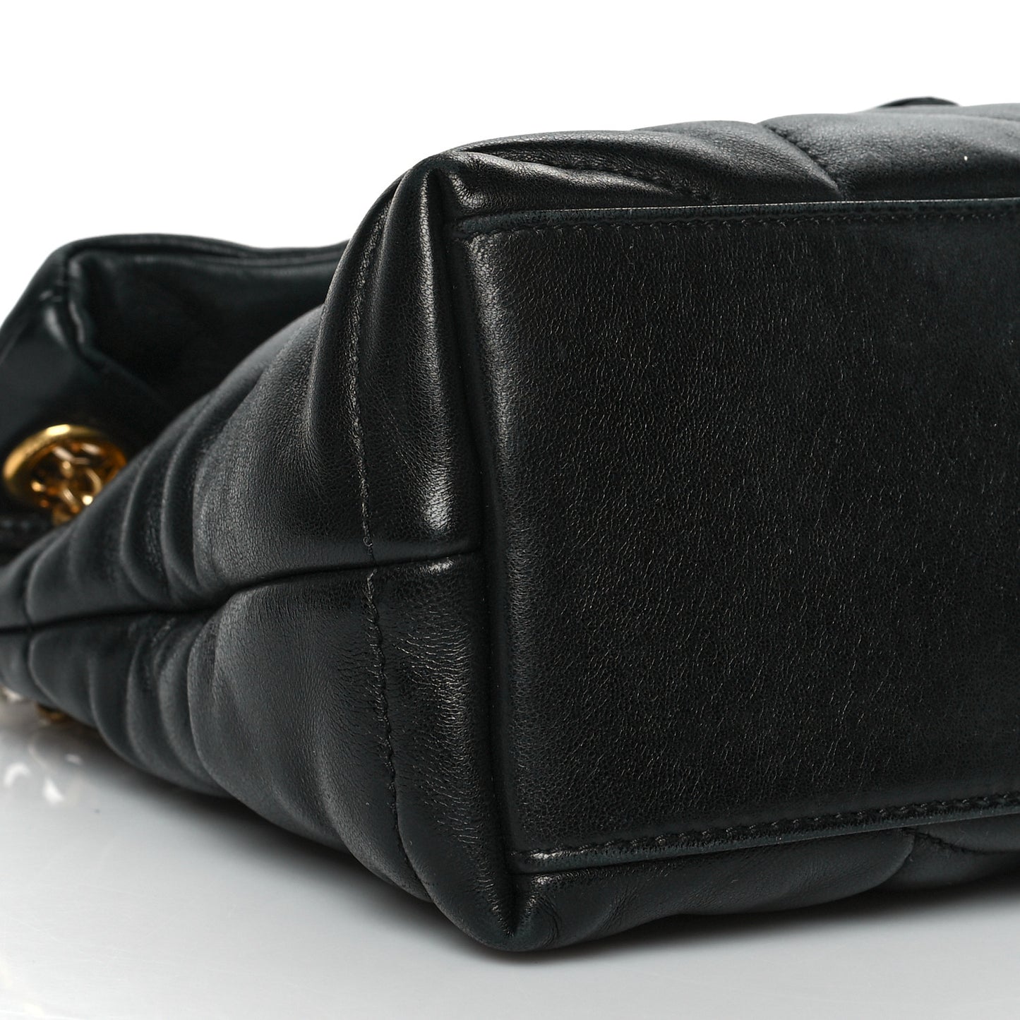 Lambskin Quilted Small Loulou Puffer Monogram Chain Satchel Black