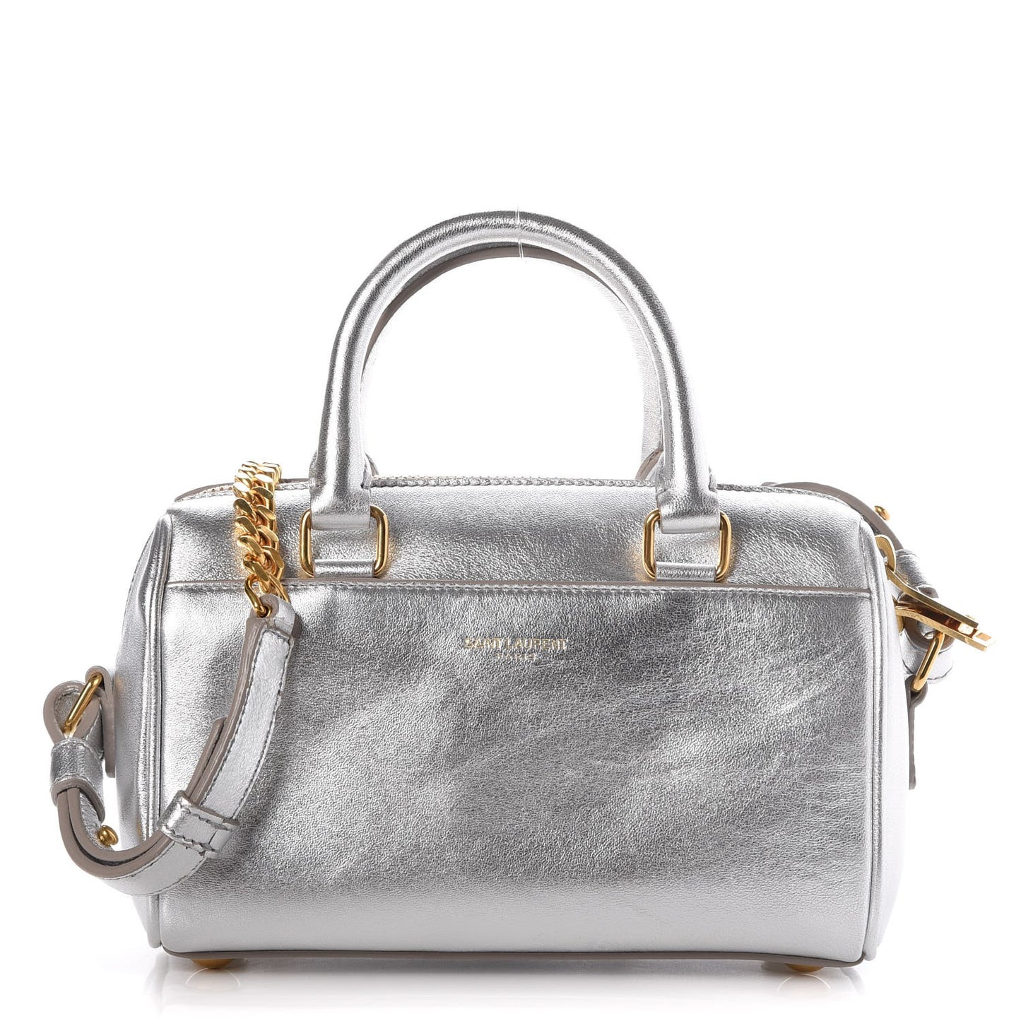 Metallic Calfskin Classic Toy Duffle Silver