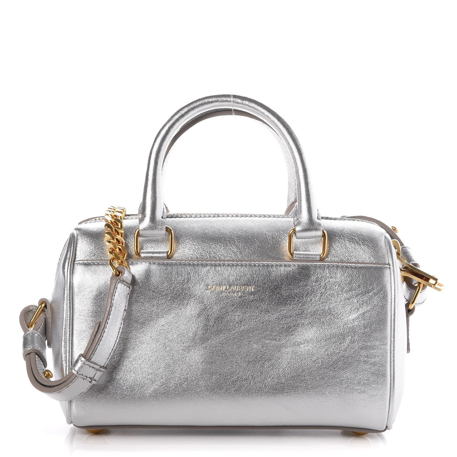 Saint Laurent Metallic Calfskin Classic Toy Duffle Silver 1 of 7