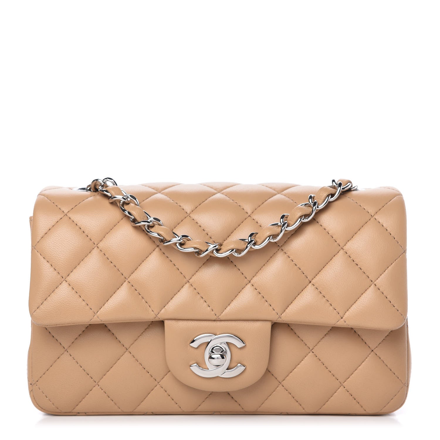 Chanel Lambskin Quilted Mini Rectangular Flap Beige 1 of 11