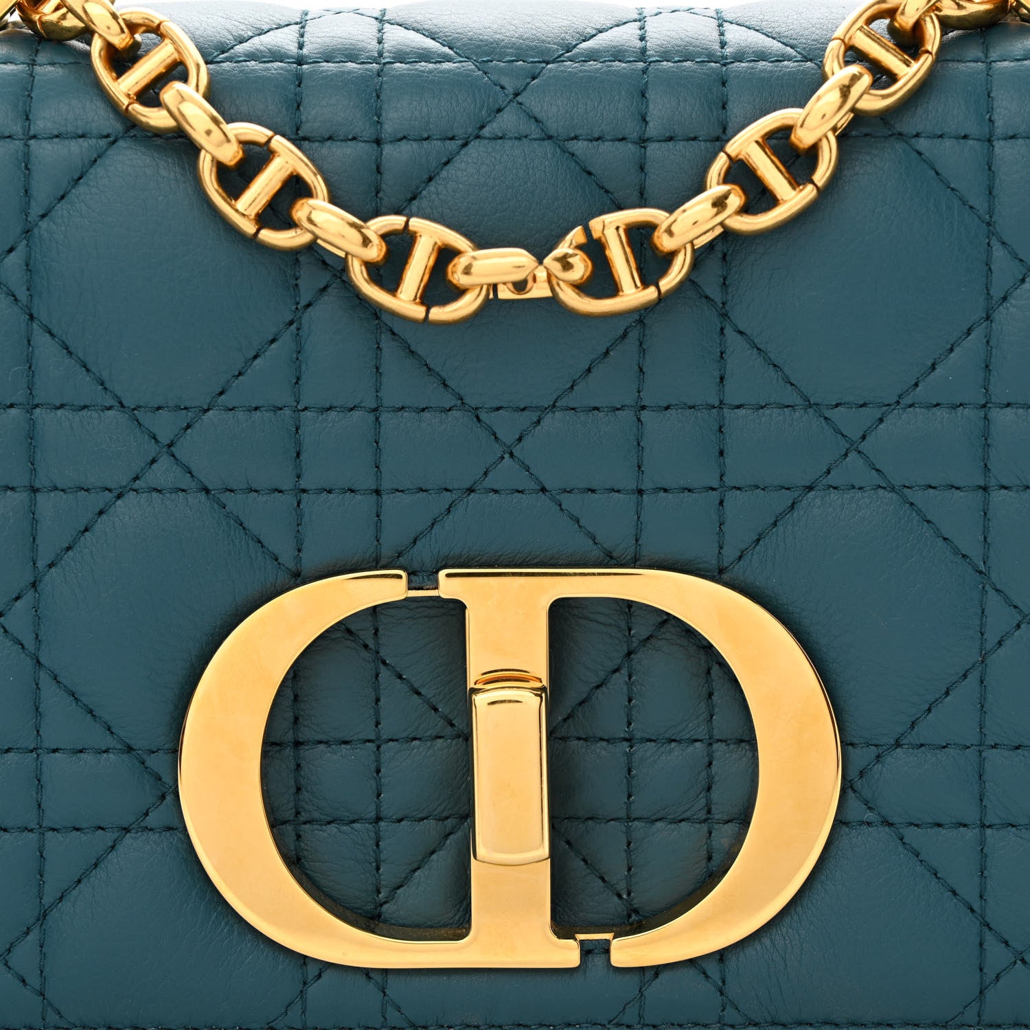Christian Dior Lambskin Cannage Small Caro Bag Deep Ocean 8 of 11