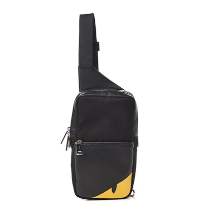 Fendi Nylon Vitello Grace Cruise Corner Bugs Sling Bag Black Sunflower 1 of 7