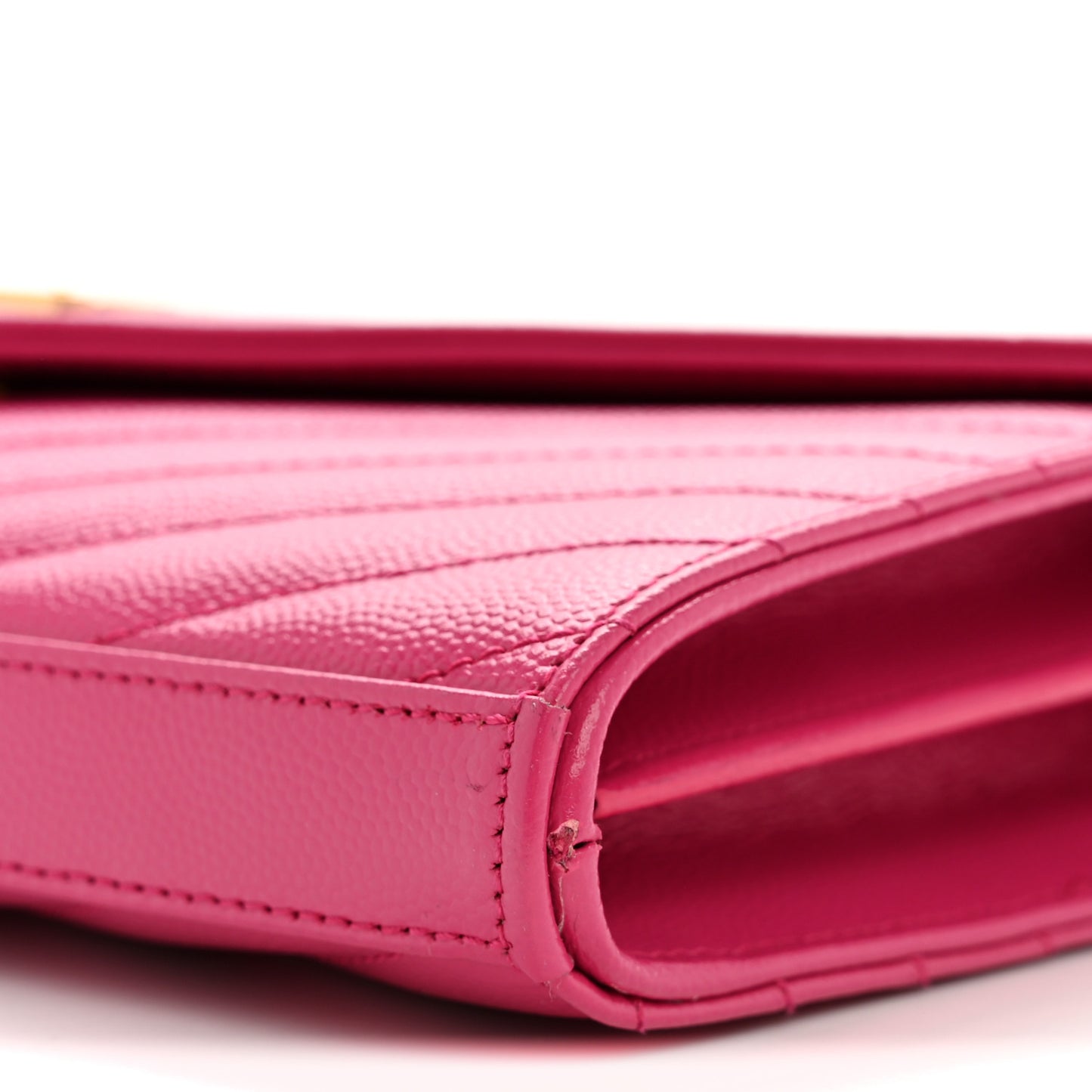 Grain De Poudre Matelasse Chevron Monogram Chain Wallet Hot Pink