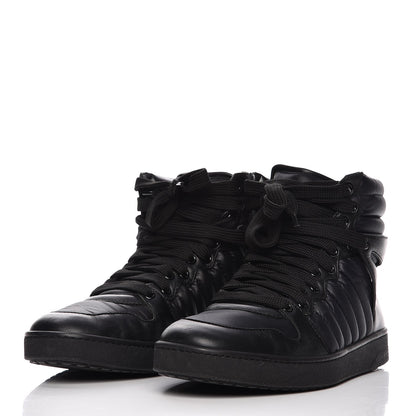 Gucci Nylon Calfskin Mens High Top Sneakers 8.5 Black 2 of 11