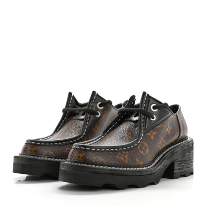 Louis Vuitton Monogram Calfskin Beaubourg Platform Derby Shoes 36.5 Brown 3 of 8