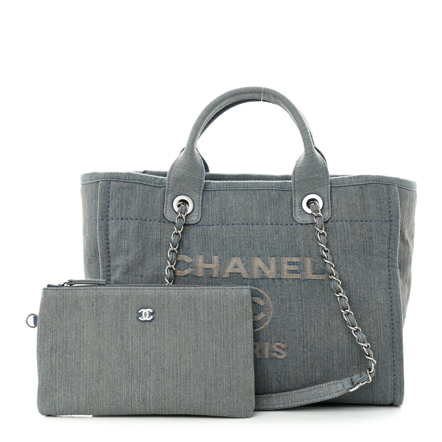 Chanel Denim Small Deauville Tote Light Blue 1 of 12